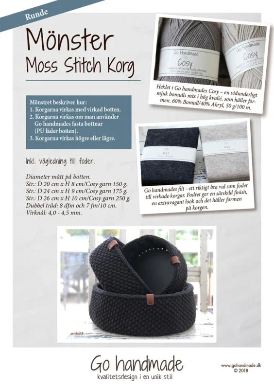 Nyhet 99766 Moss Stitch Korg - Rund