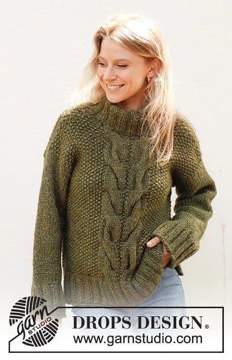 Endast idag 244-32 Moss Vine Sweater by DROPS Design