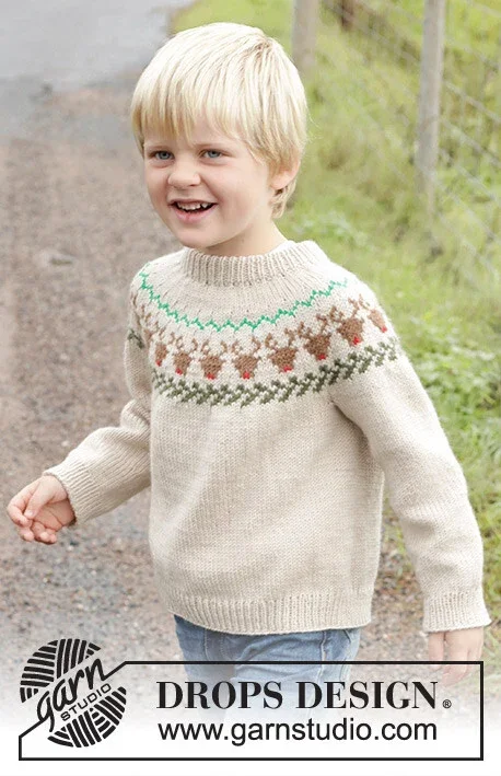 47-18 Reindeer Dance Sweater by DROPS Design Outlet