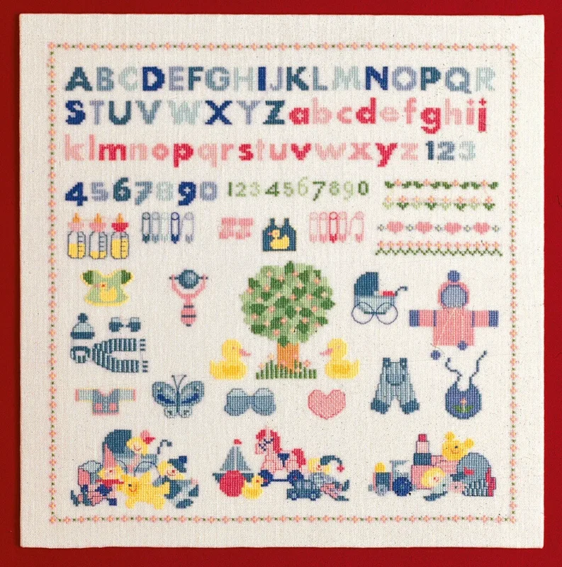 I lager Broderikit Baby födelseminne 39 x 39 cm