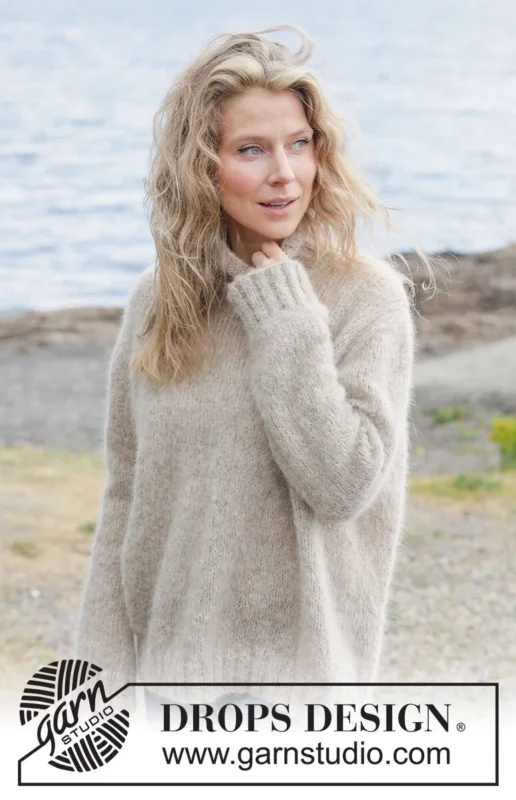 262-24 Frosted Oats Sweater by DROPS Design Utförsäljning