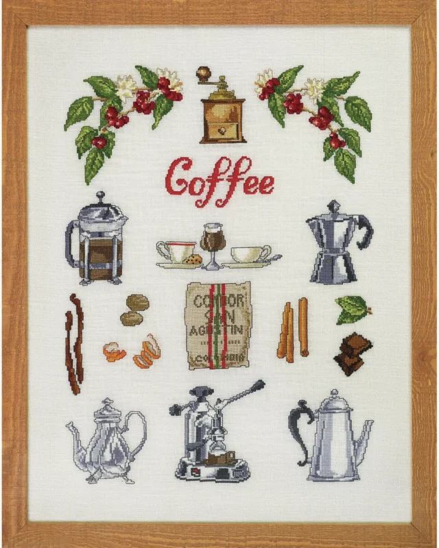Utförsäljning Broderikit Coffee time 40 x 52 cm