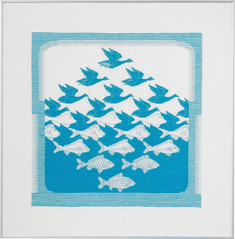 Broderisats Fågel/fisk turkos R5988 57 x 55cm Endast denna vecka