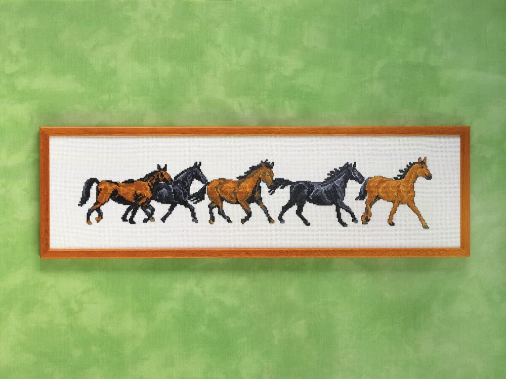 Broderikit Hästar rad 59 x 16 cm R5425 Expressleverans