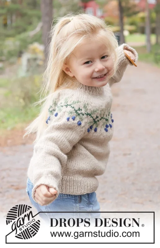 50-4 Blue Holly Sweater by DROPS Design Kampanjpris