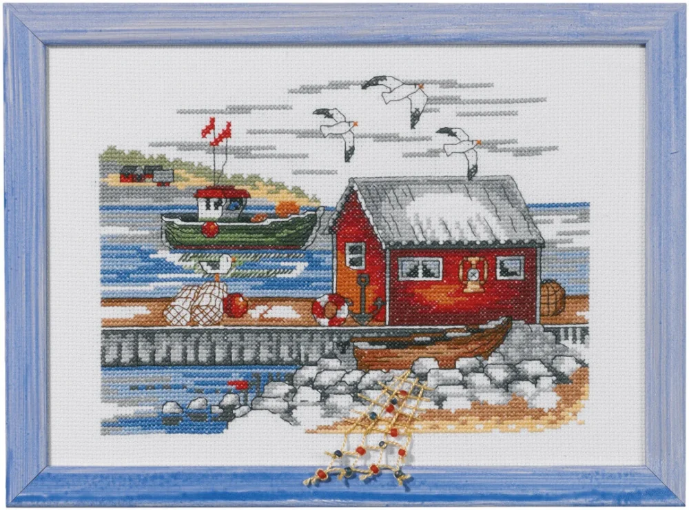 Fri frakt Broderikit Svensk skärgård 20 x 28 cm