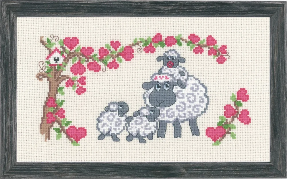 Broderikit Fårfamilj 16 x 28 cm Köp nu