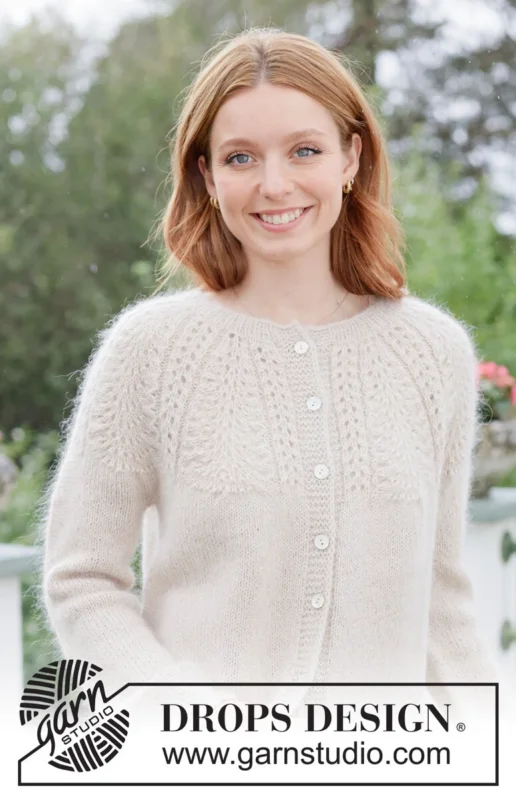 Outlet 268-6 Meringue Bliss Cardigan by DROPS Design