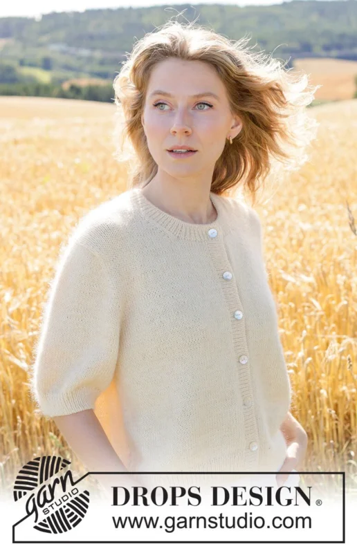 268-15 Lemon Mist Cardigan by DROPS Design Billigare