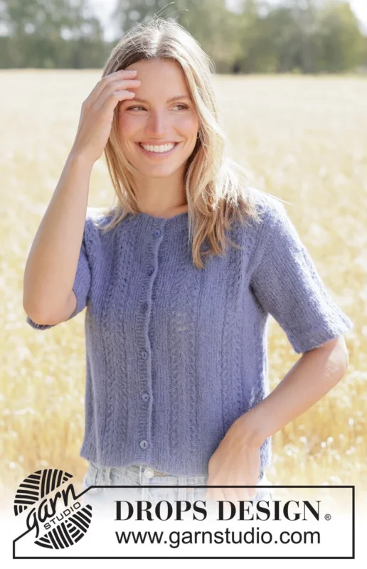 266-9 Lilac Serenade Cardigan by DROPS Design Erbjudande