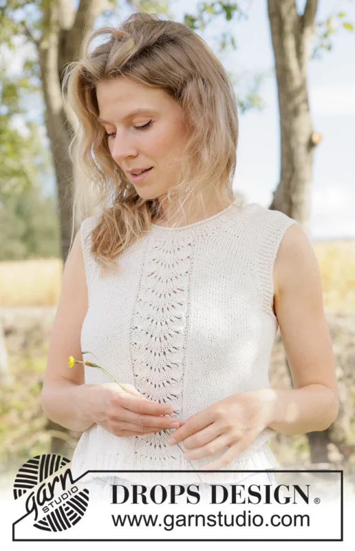 266-14 Summer Fan Top by DROPS Design Populärt val