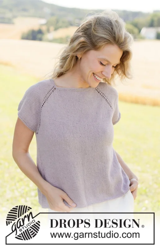 267-24 Grey Orchid Top by DROPS Design Populärt val