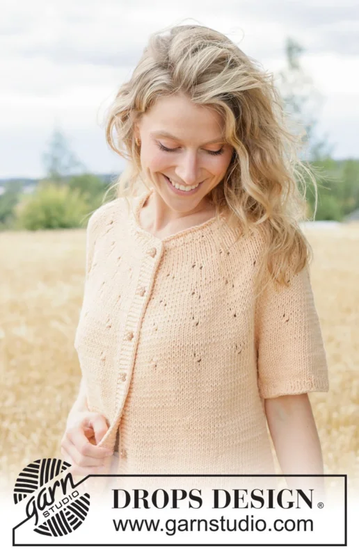 268-21 Peach Whisper Cardi by DROPS Design Outlet