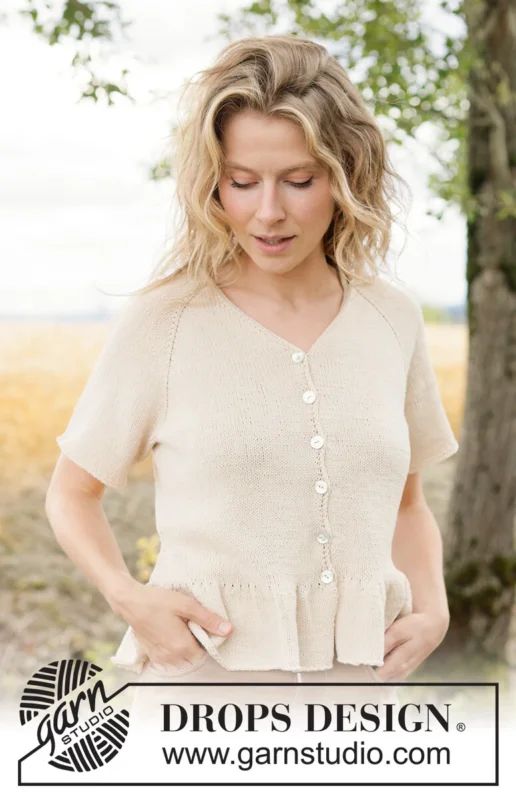 268-19 Vanilla Twirl Cardigan by DROPS Design Köp nu