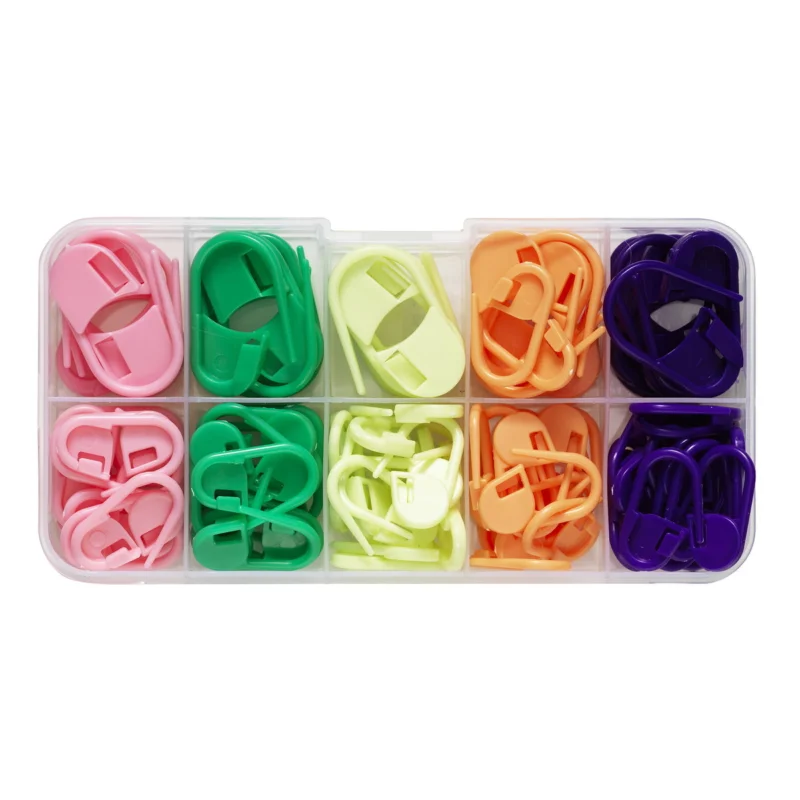 110 st. färgglada stickmarkörer av plast – 75 á Ø20 mm, 35 á Ø30 mm Endast idag