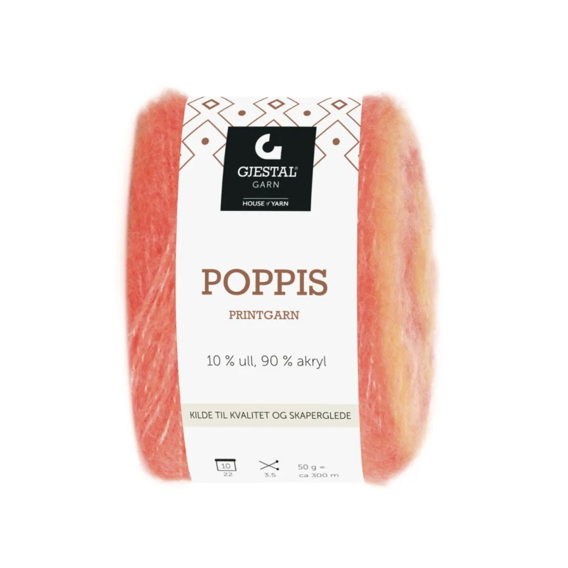 Reapris Gjestal Garn Poppis printgarn 50 g laxrosa – graderat garn