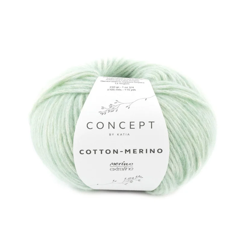 Handla nu Garn Cotton Merino 50g ljusgrön 132