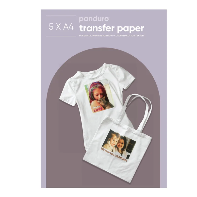 Outlet Transferpapper 5-pack i A4 för digitala skrivare till ljusa bomullstyger