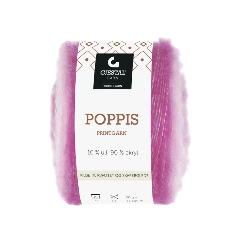 Gjestal Garn Poppis printgarn 50 g rosa – graderat garn Säker betalning
