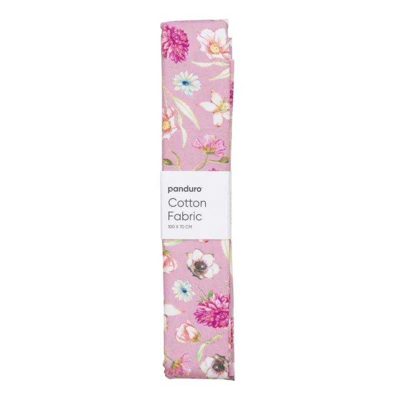 Färdigskuren tygbit 100x70 cm – stora blommor på rosa bakgrund Kundfavorit