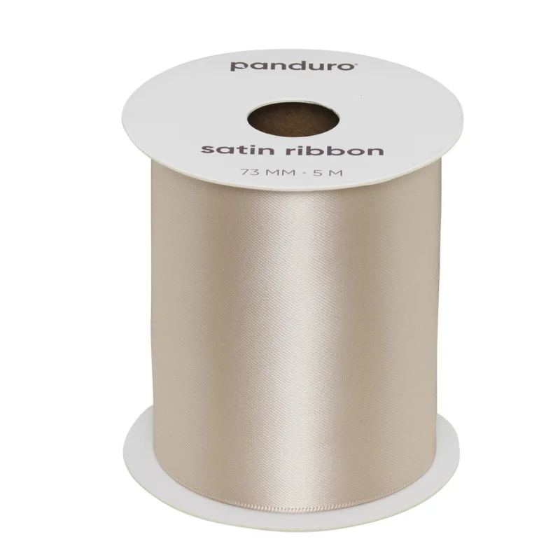 Reapris Beige satinband – 73 mm brett och 5 meter långt