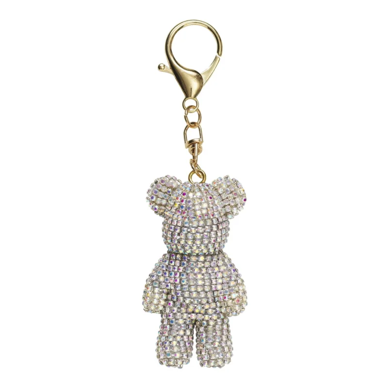 Endast denna vecka Nyckelring, ryggsäckssmycke nalle med diamanter, längd 7 cm