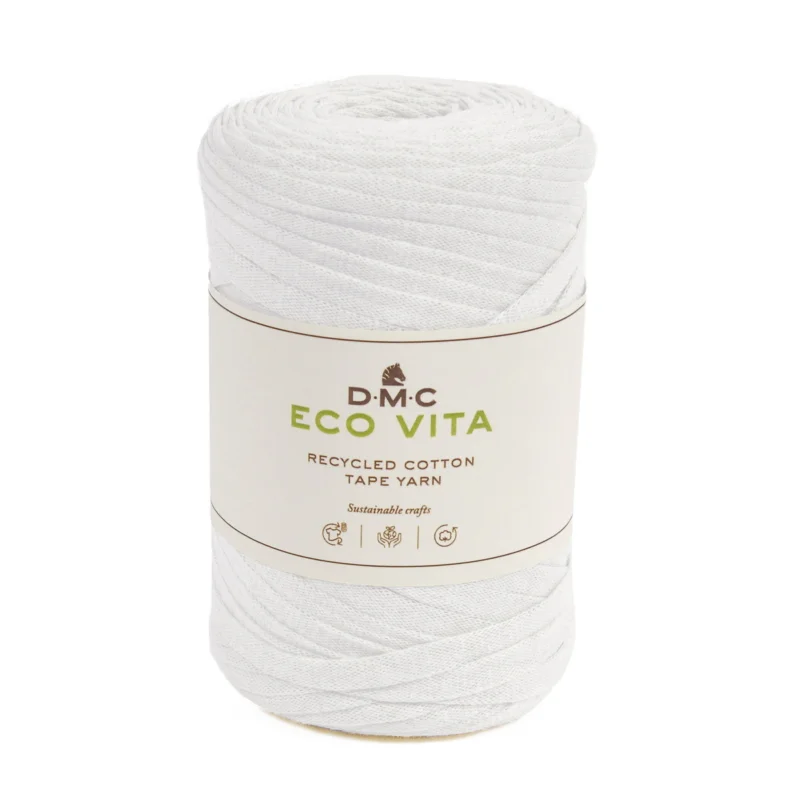 risnedsättning Garn DMC Eco Vita Tape Yarn bandgarn 250g vit