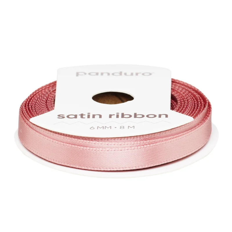 Dimrosa satinband – 6 mm brett och 8 meter långt Rabatt