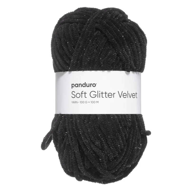 Garn Soft Glitter Velvet 100g svart Nedsatt pris