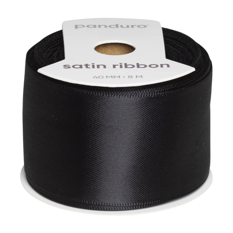 Svart satinband – 40 mm brett och 8 meter långt Köp online