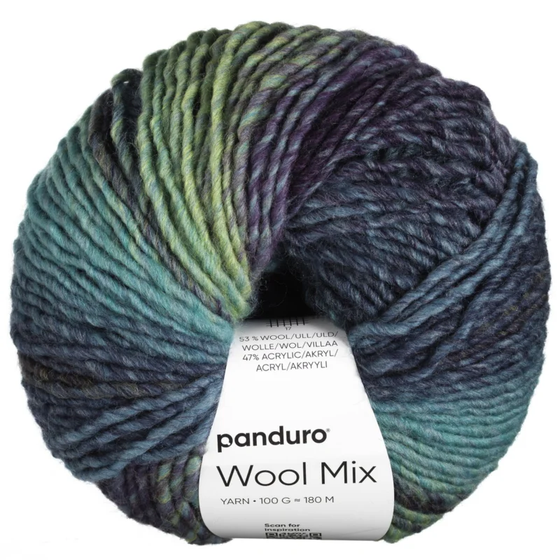 Nyhet Garn Wool Mix 100g blå grön