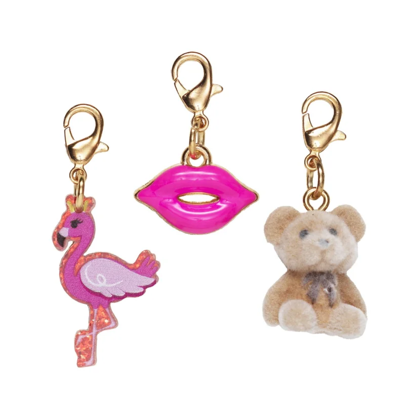 Köp online 3 hängen charms för dekoration – rosa mun, flamingo och söt nallebjörn