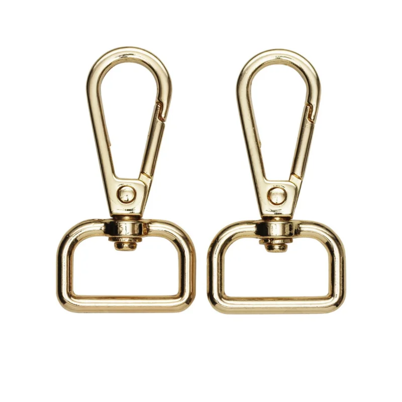 Kundfavorit Karbinhakar karbinlås för axelrem 2-pack, guldfärgad 50x25 mm, 20 mm öppning