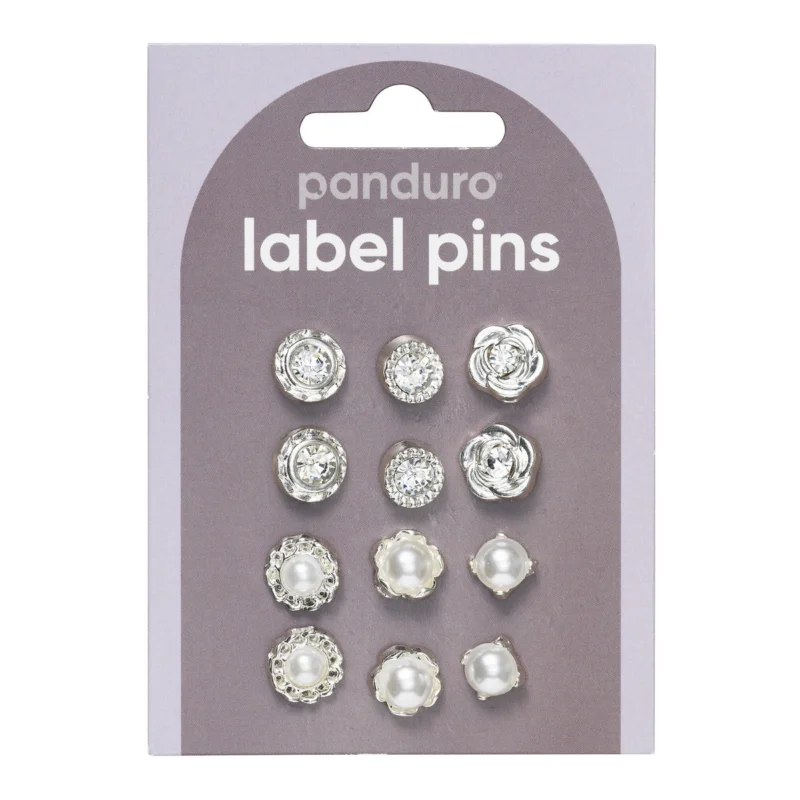 Kampanj Pins, badges, 12 st. härligt silvriga & gnistrande små mini-broscher Ø10-12 mm