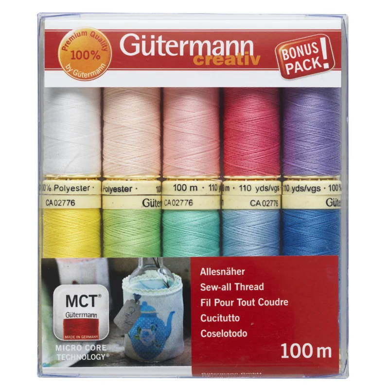 Gütermann sytråd 10x100 m. 100% polyester, Pastel Lägg i varukorgen