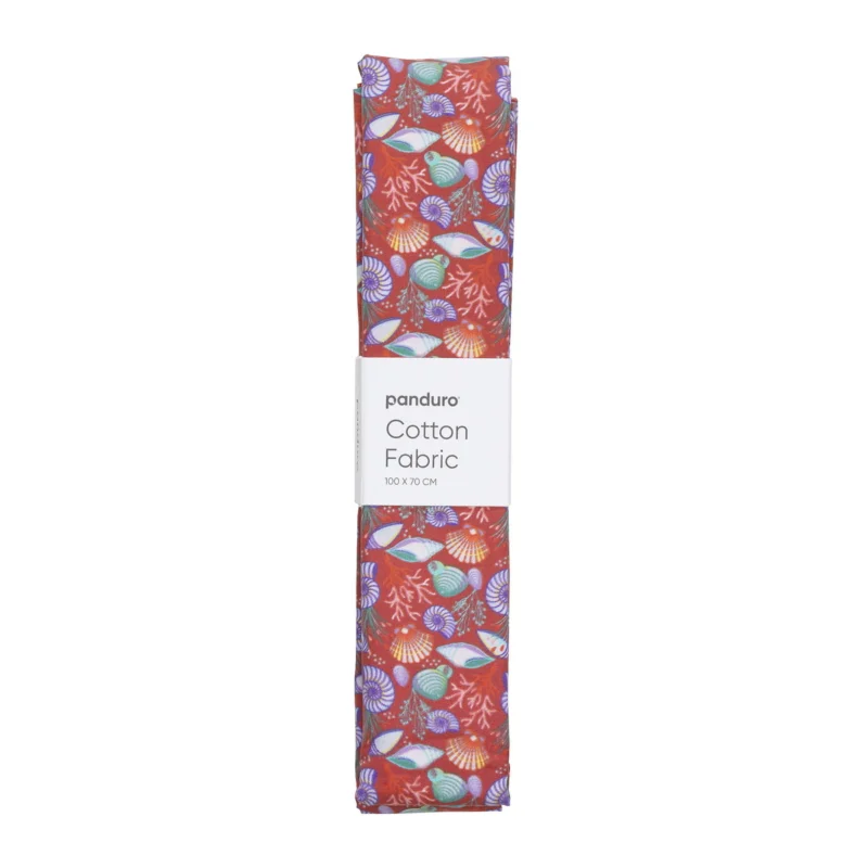 Rabatt Färdigskuren tygbit 100x70 cm – snäckskal på rosa bakgrund
