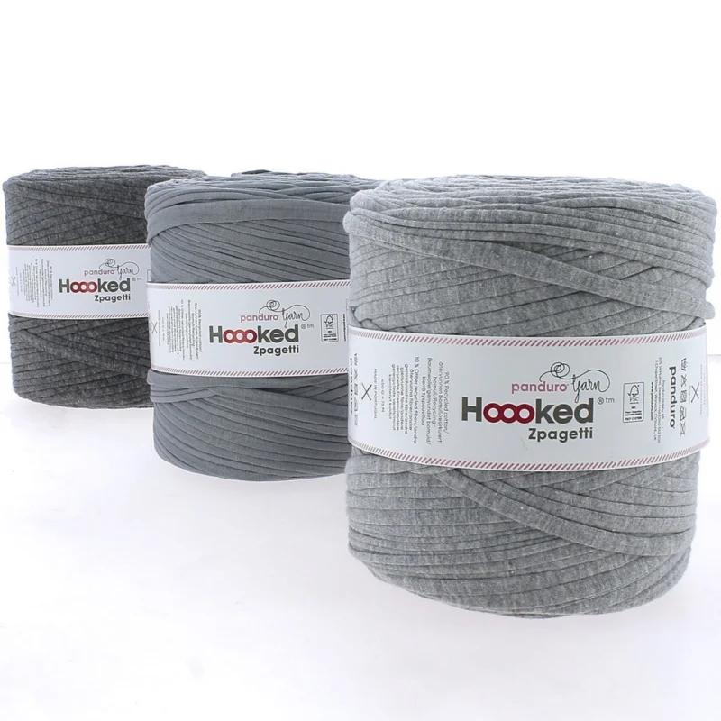 Hoooked Zpagetti Medium trikågarn 900 g grå – Grey Shades ZP005-12, pris per styck Erbjudandepris