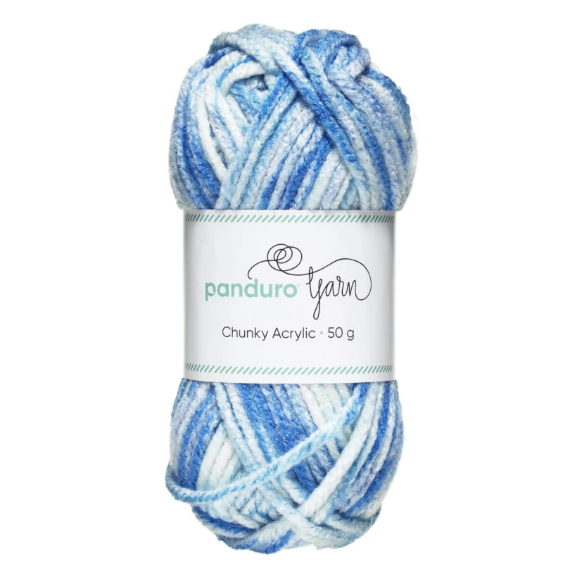 Säker betalning Garn Chunky Acrylic 50g white to blue multi