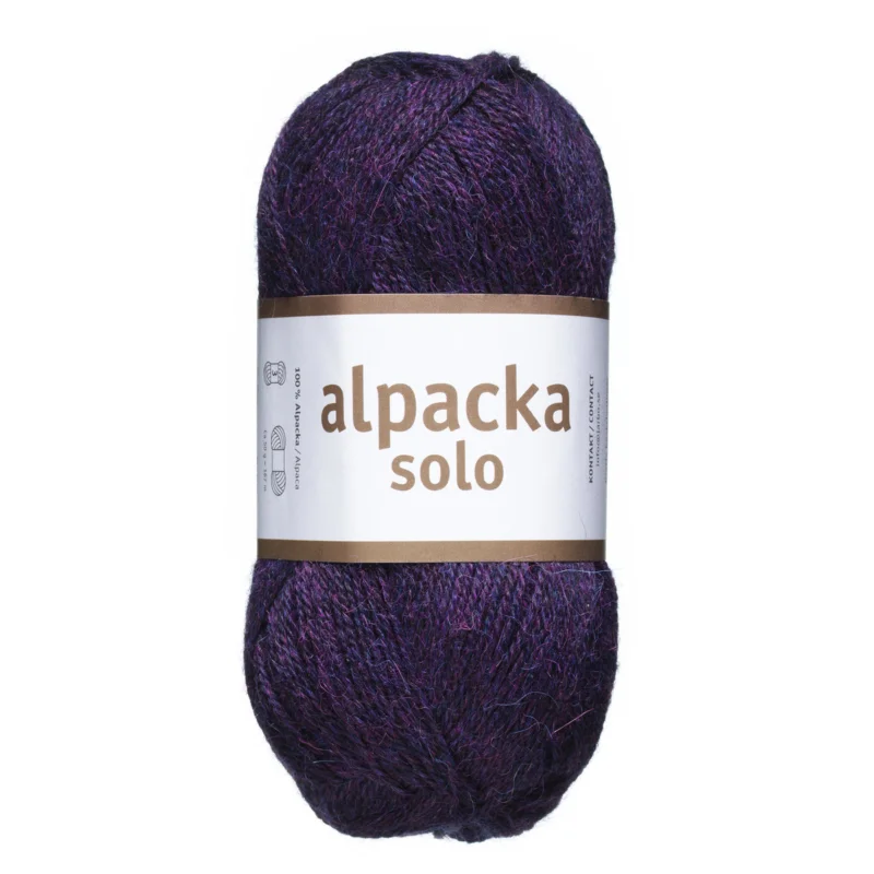 I lager Ullgarn Järbo Alpacka Solo 50g mörklila – 29128 Eggplant purple