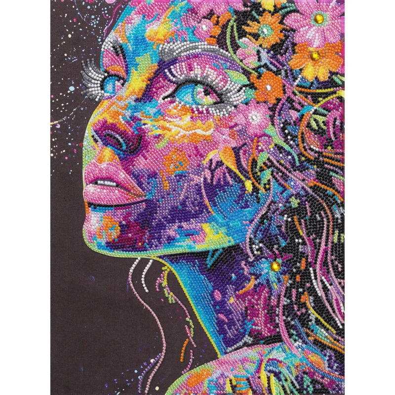 Diamond Painting kvinnoansikte, 30x40 cm väv + pärlor, silikon & pincett Billig