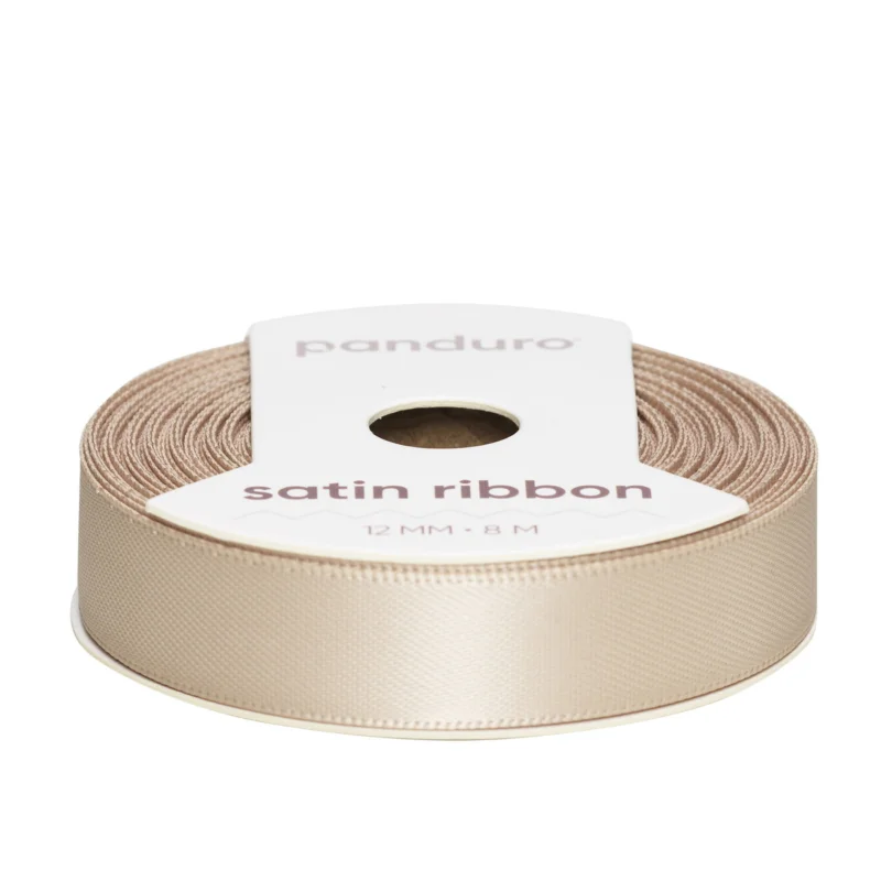 Beige satinband – 12 mm brett och 8 meter långt Rabatt