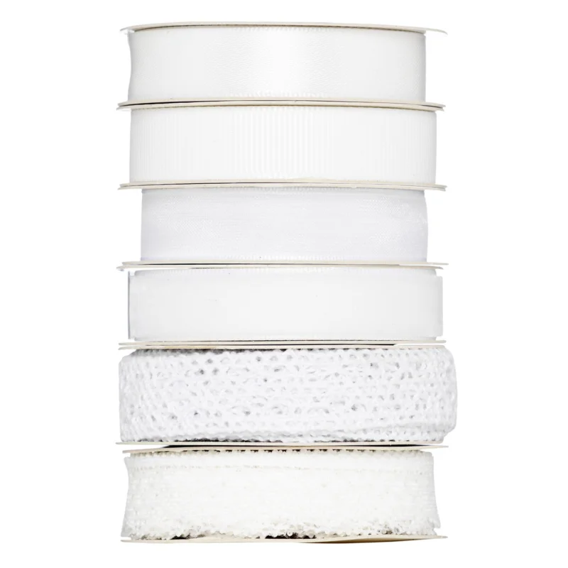 Trygg betalning Bandmix i vitt, 12 mm breda och 2 meter långa – 6-pack