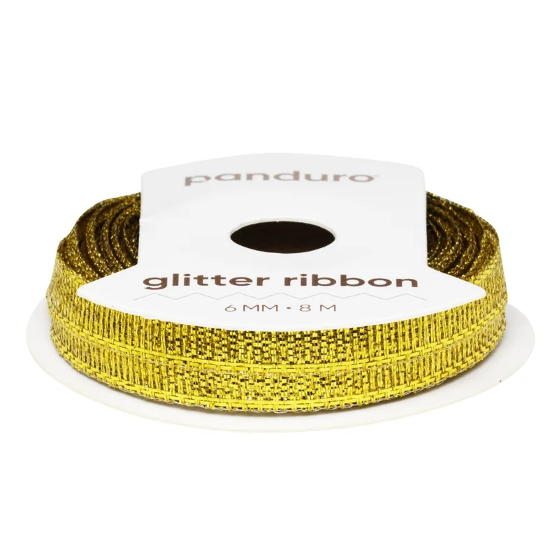 Endast denna vecka Guldigt glitterband – 6 mm brett och 8 meter långt