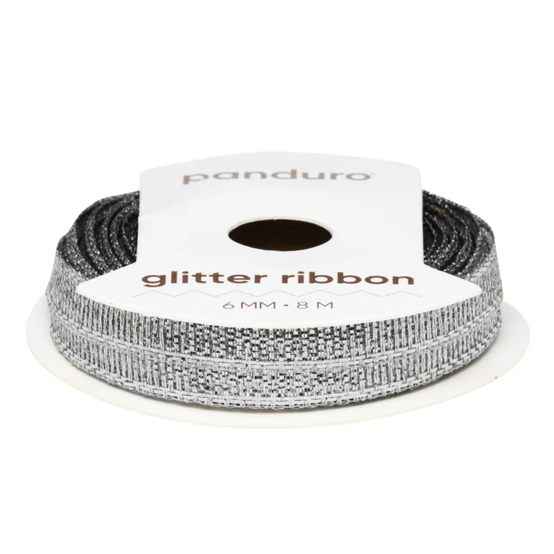 Silvrigt glitterband – 6 mm brett och 8 meter långt Beställ nu