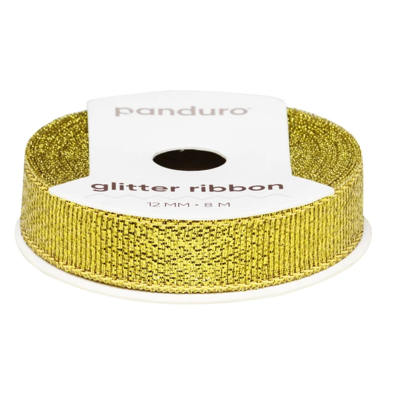 Guldigt glitterband – 12 mm brett och 8 meter långt Populärt val