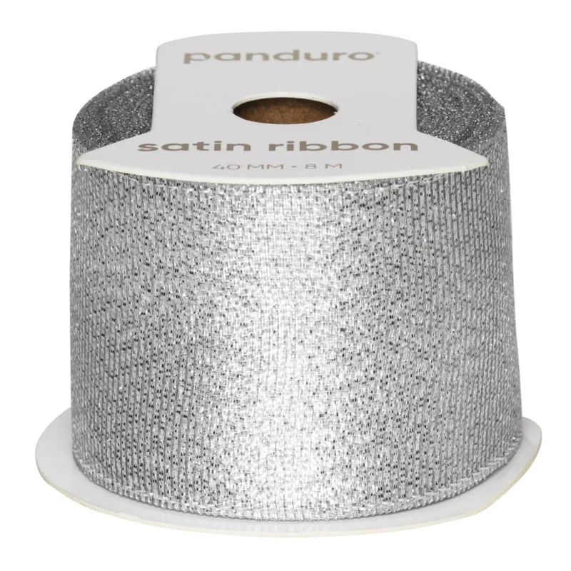 Nyhet Silvrigt glitterband – 8 m långt 40 mm brett