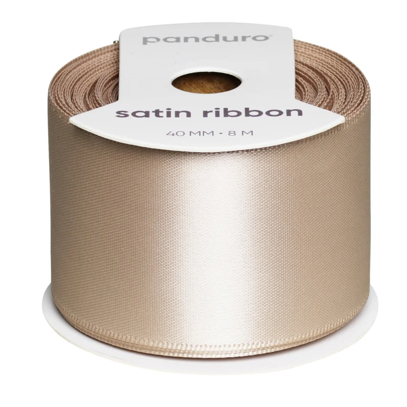 Kundfavorit Beige satinband – 40 mm brett och 8 meter långt