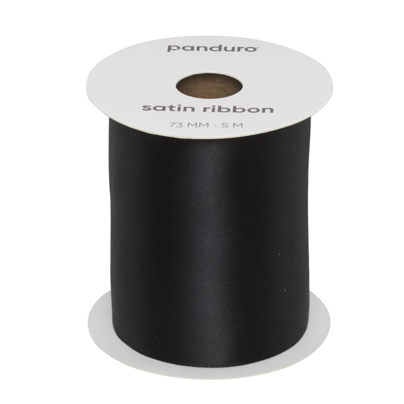 Svart satinband – 73 mm brett och 5 meter långt Beställ idag