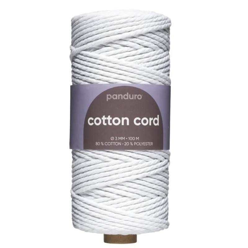Fynd Bomullssnöre 3mm / 100m vit