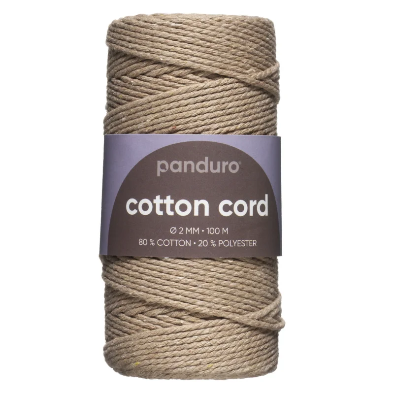 Bomullssnöre 2mm / 100m beige Populärt val
